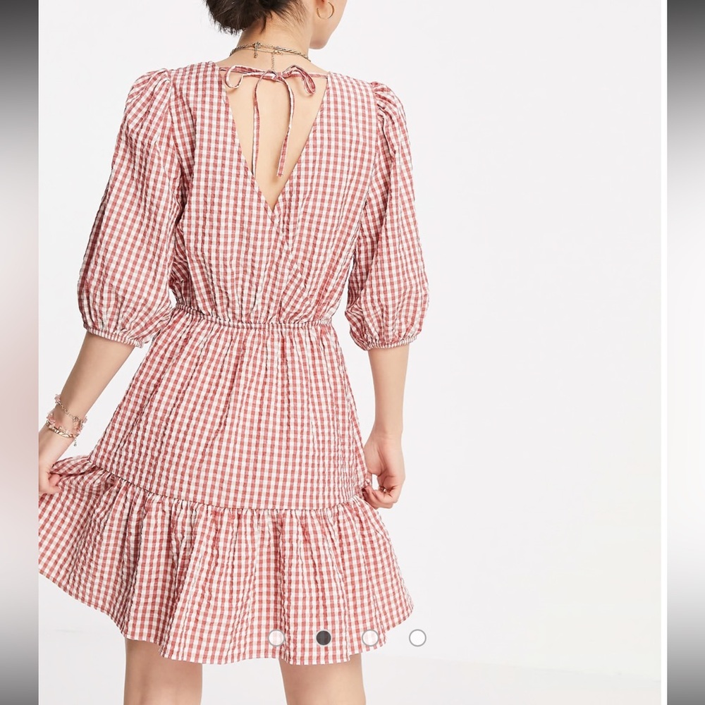 Mango Red Gingham Midi Dress